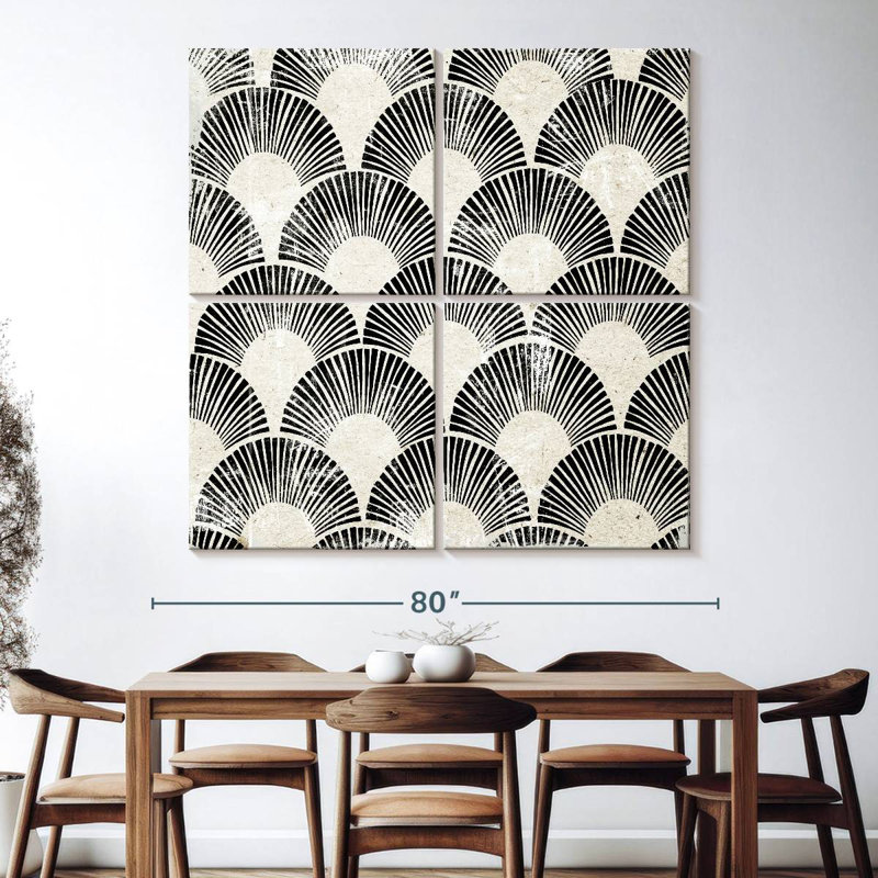 White Art Deco I, 74" H x 74" W