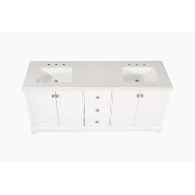 Elitania 72.59'' Free Standing Double Bathroom Vanity with Ceramic Top -  Ebern Designs, 829FE215CE02475395DBBBE7D7648460