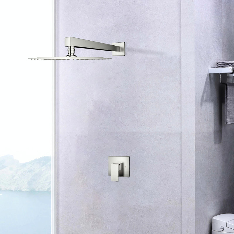 Robinet de douche mural en nickel brossé - Laiton, valve incluse avec paillettes