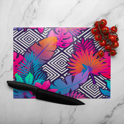 Tropical Geometric Glass Chopping Board