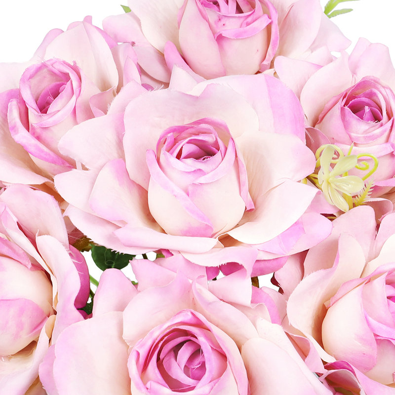 Artificial Gardenia Rose Flower Stem Bush Bouquet, Blush Lavender