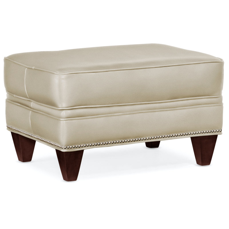 Reddish Ottoman, Nickel, Mahogany, Rio Mineral Genuine Leather