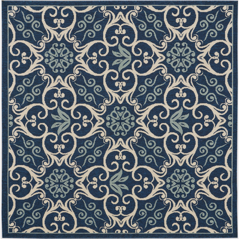 Tapis bleu marine traditionnel Janyce, Carré 5 pi 3 po