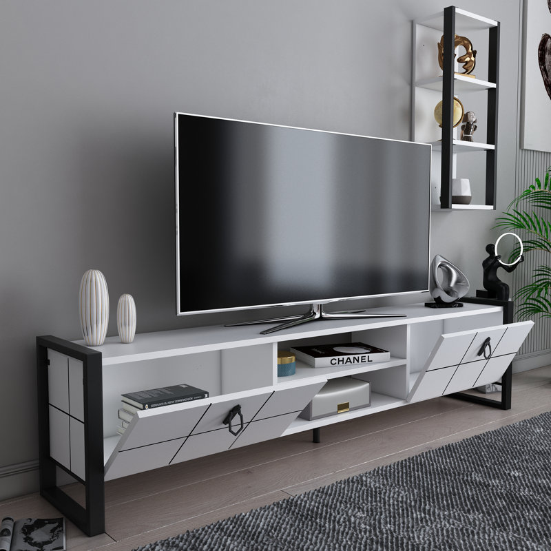 Meuble audio-vidéo pour téléviseur de 78 po ou moins Azeil, Blanc