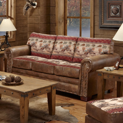 88" Cotton Round Arm Sofa Bed