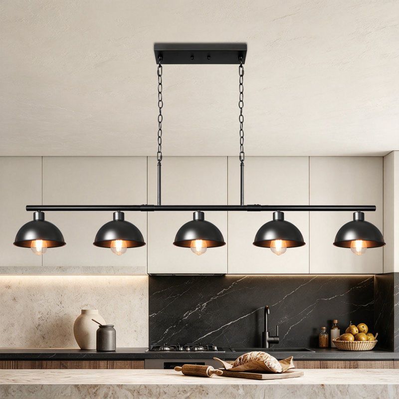 Dardani 5 - Light Dimmable Farmhouse Chandelier Billiard & Pool Table Lights Black Chandelier Island Lights for Kitchen Dining Room Light Fixture