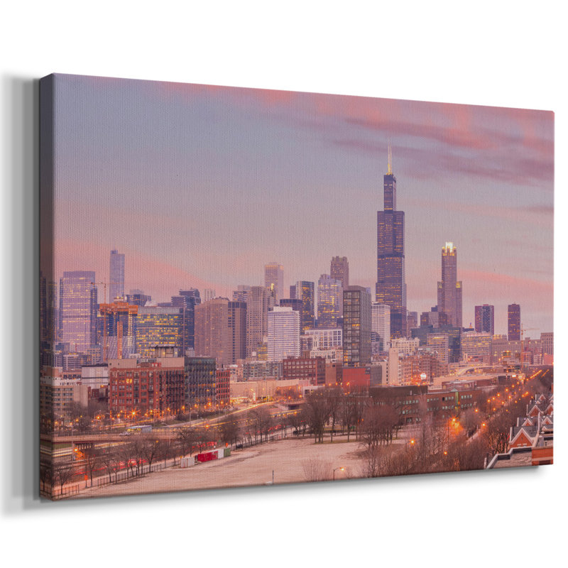 Rétro horizon de Chicago sur toile, H 18 po x l 27 po x P 1,5 po