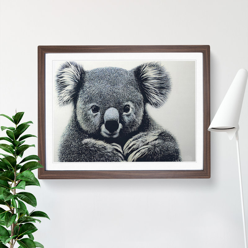 Great Koala Bear - Single Picture Frame Painting, 34cm H x 46cm W x 2cm D, Walnut