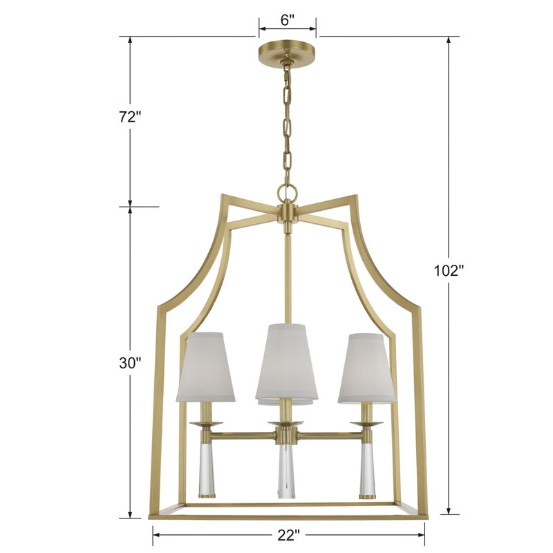 Baxter 4-Light Shaded Chandelier, Aged Brass