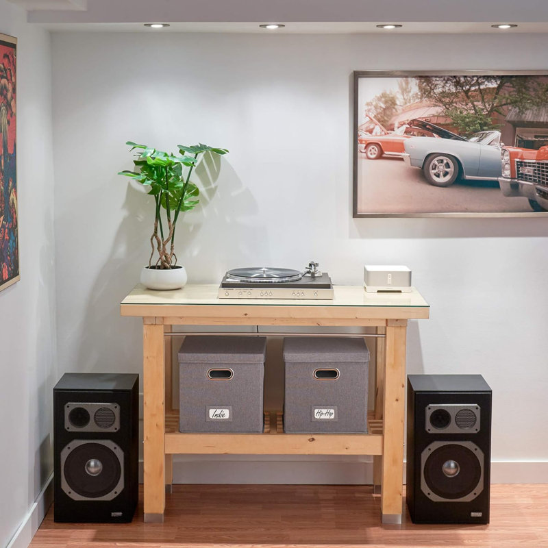 Boîte de rangement décorative en vinyle pour plus de 50 disques simples