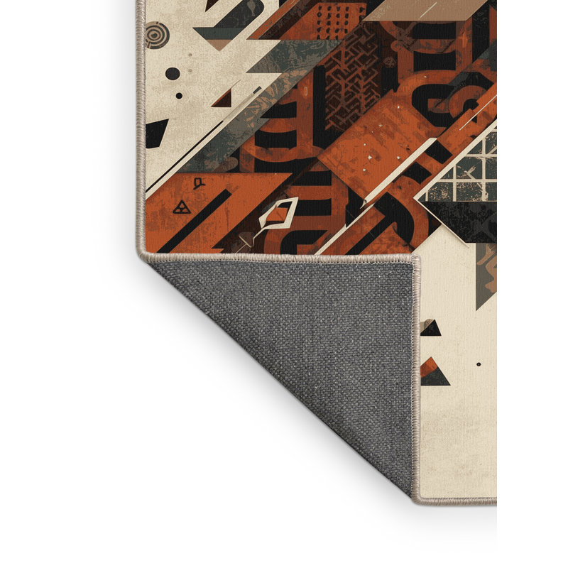 Soft Plush Dunphy Nomadic Raider Industrial Abstract Area Rug in Beige – Beige Binding, 4x6