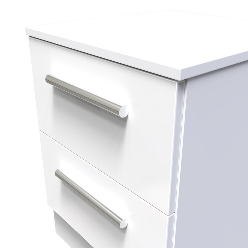 Bhaga 37cm W Manufactured Wood Bedside Table, White Matt