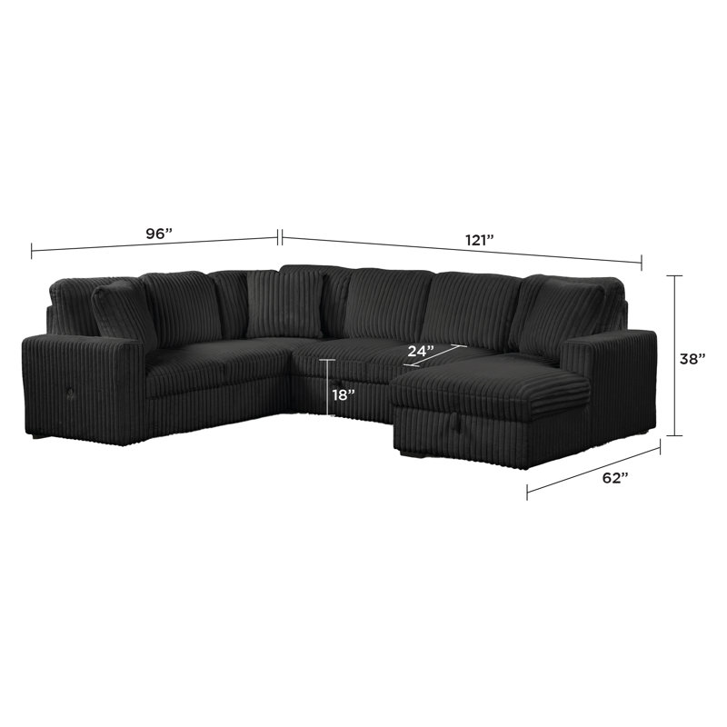 Canapé modulaire Ratasha, Mélange de polyester noir; velours