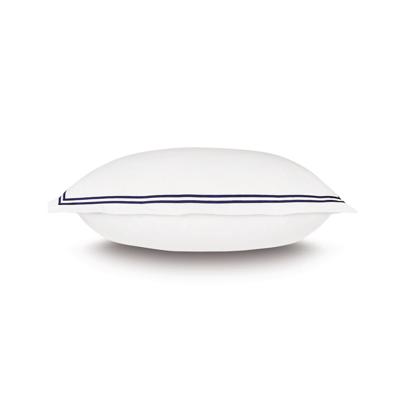 Enzo Cotton Pillow Sham, White/Navy, Euro