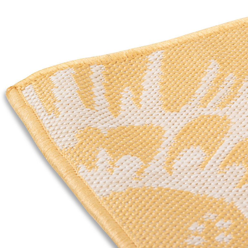 Tapis beige / blanc rectangulaire en polypropylène / polyester tissé à la machine, Rectangle 6 pi 7 po x 9 pi