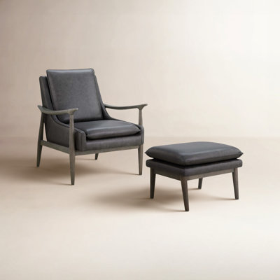 Caigan Genuine Leather Armchair with Ottoman