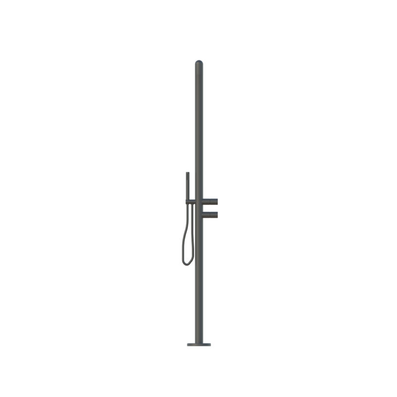Matte Black Stainless Steel Freestanding Outdoor Shower with Hand Shower