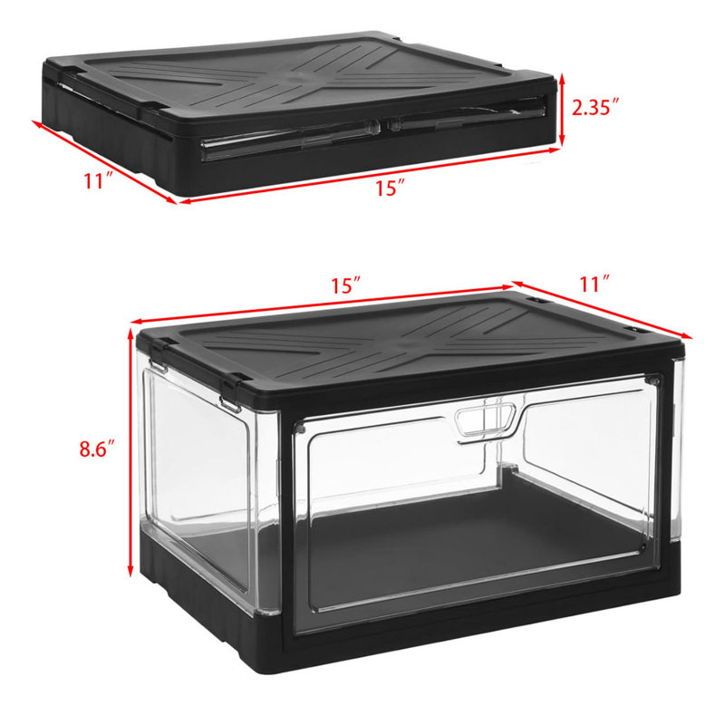 3-Pack Clear Stackable Storage Bins with Lids, Black