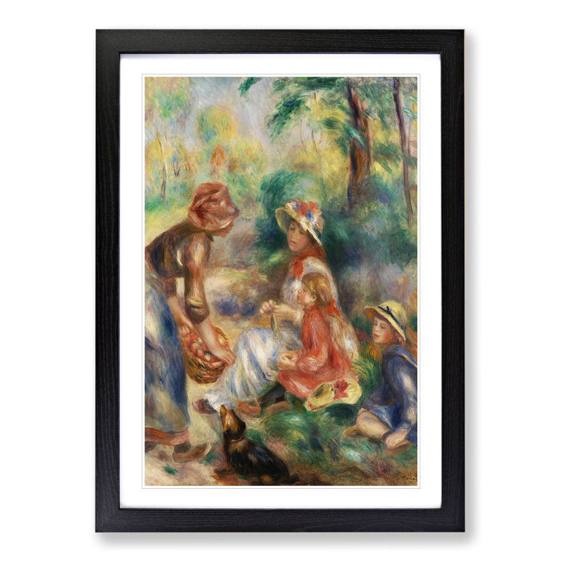 Apple Vendor by Pierre-Auguste Renoir - Picture Frame Painting, 90cm H x 65cm W x 2cm D, Black