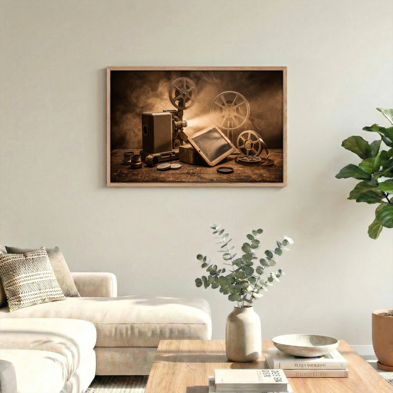 Ensemble de 1 toile murale vintage de cinéma, 36"H x 48"W, Natural