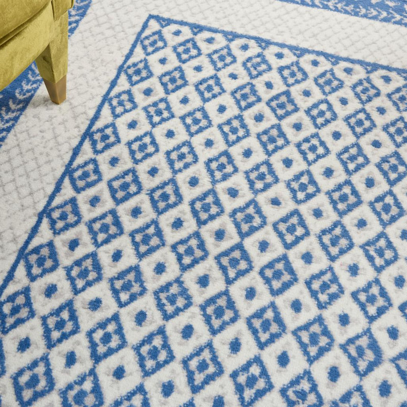 Tapis bleu / blanc Comobabi, Rectangle 4 pi x 6 pi