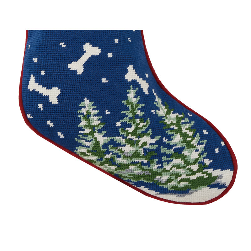 Dog Bones Embroidered Needlepoint Stocking