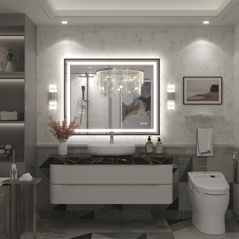 Miroir de salle de bain Molly Framelss, 40 po x 32 po, Noir