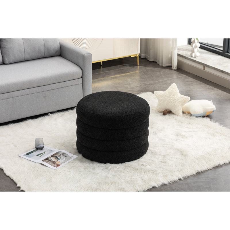 Repose-pieds sans dossier avec rangement et revêtement noir d'une capacité de 54 L, Boucle - noir