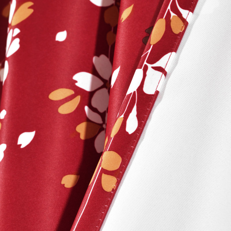 Weeping Flowers Room Darkening Pair, Red/White, 52" W x 84" H