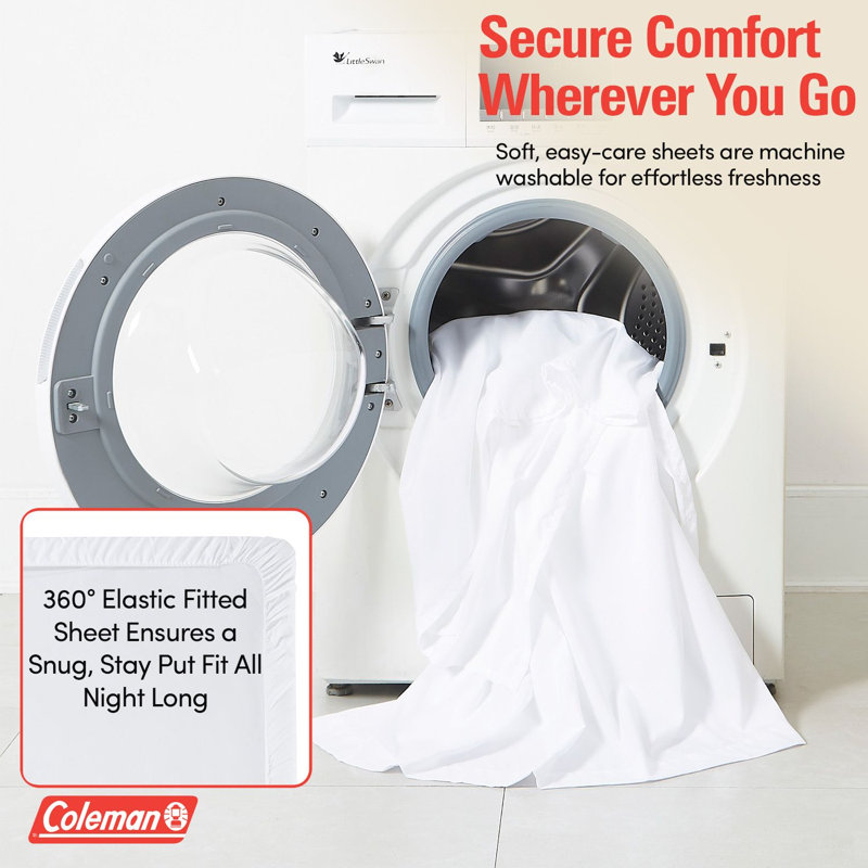 Coleman® 3 Piece Microfiber Solid Bed Sheet Set - Twin, White, Twin, White