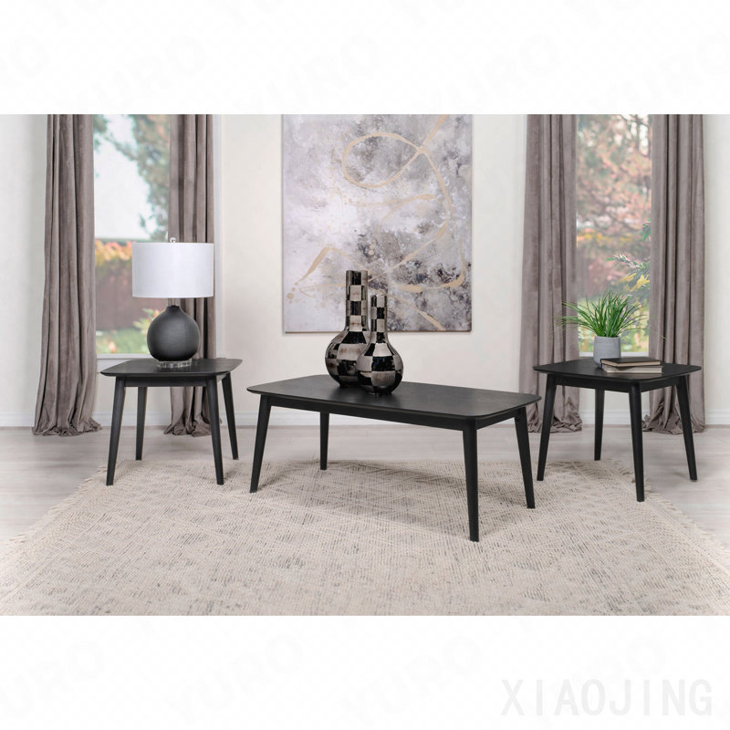 Black 3-Piece Rectangular Coffee Table Set