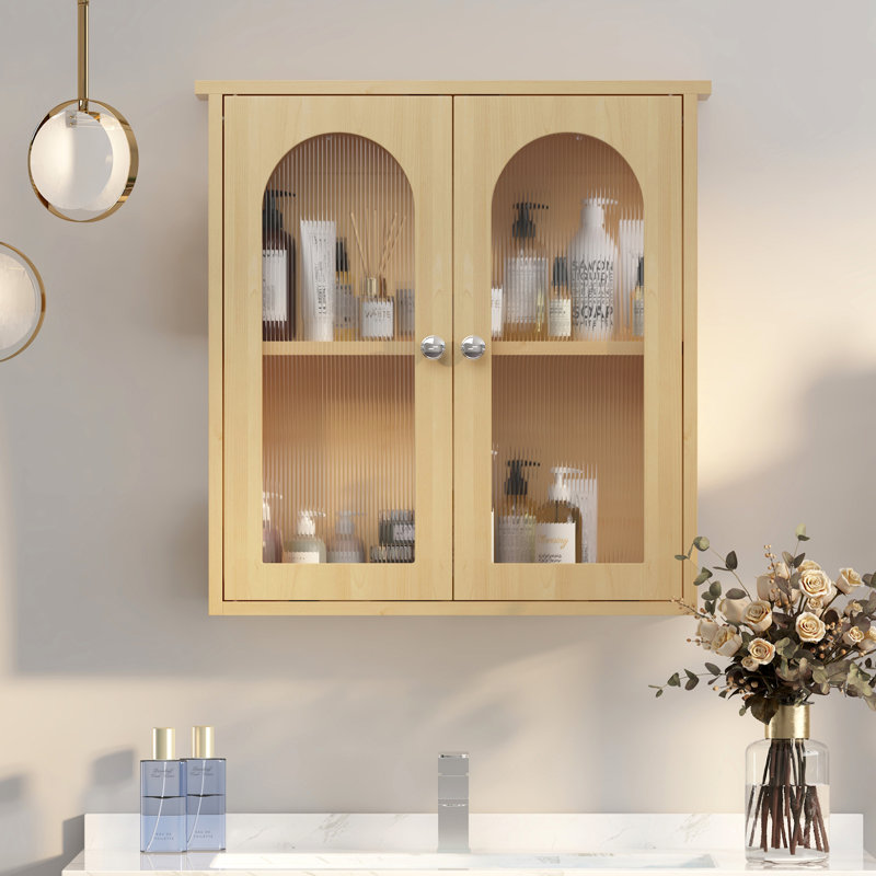 Armoire à pharmacie murale à deux portes H 22 po x l 23 po, Naturel
