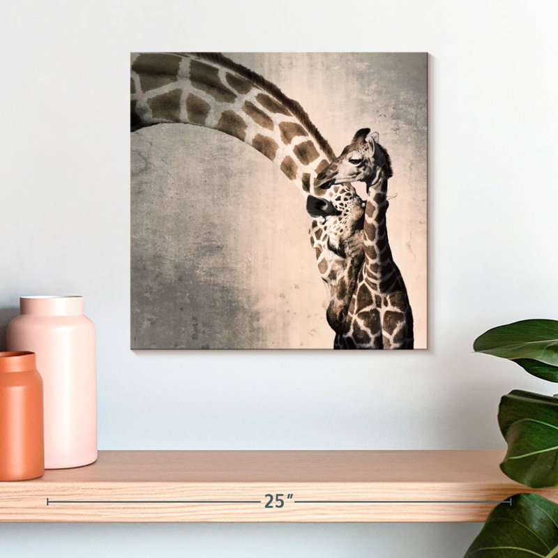 Brampt, mère et fils, girafe, H 16 po x l 16 po