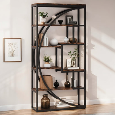 Industrial Bookshelf Bookcase with 8 Open Storage Shelf