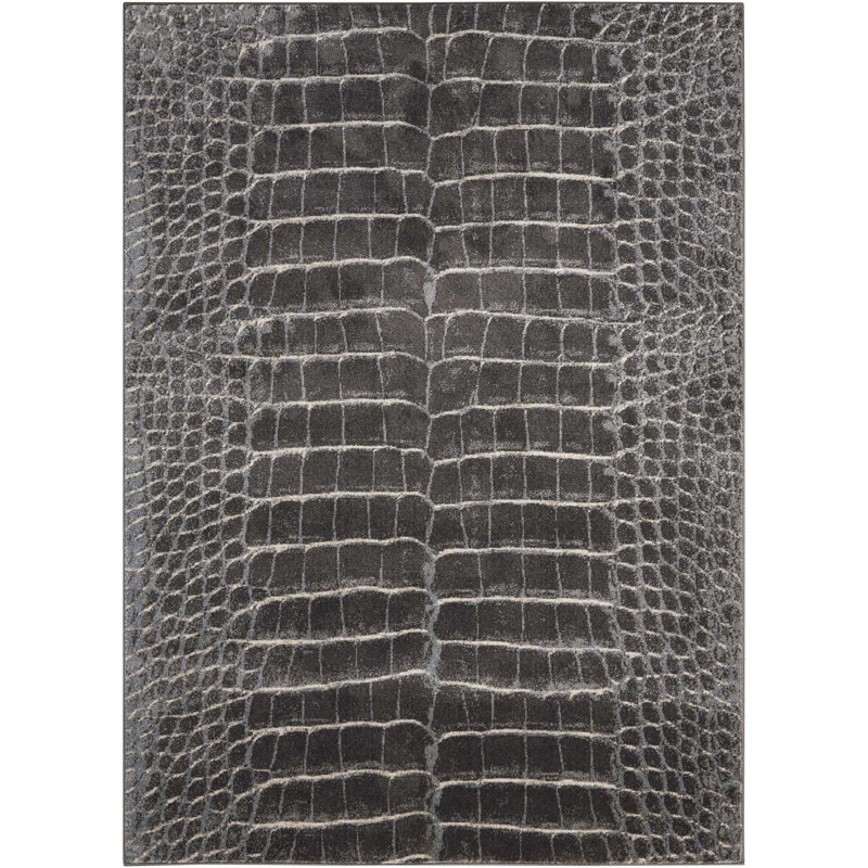 Tapis noir contemporain Ashli, Rectangle 5 pi 3 po x 7 pi 3 po