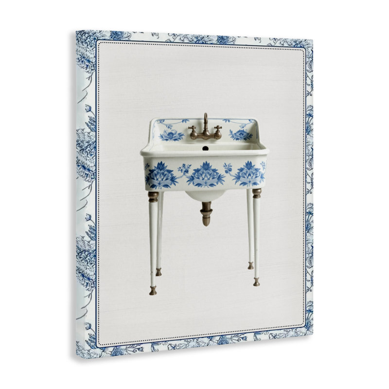 Toile de lavabo rétro de style chinoiserie, design par lettré et doublé, H 40 po x l 30 po
