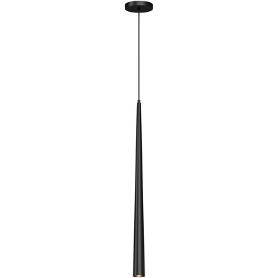 Walmer 1-Light Indoor Black Integrated LED Single Slim Cone Pendant