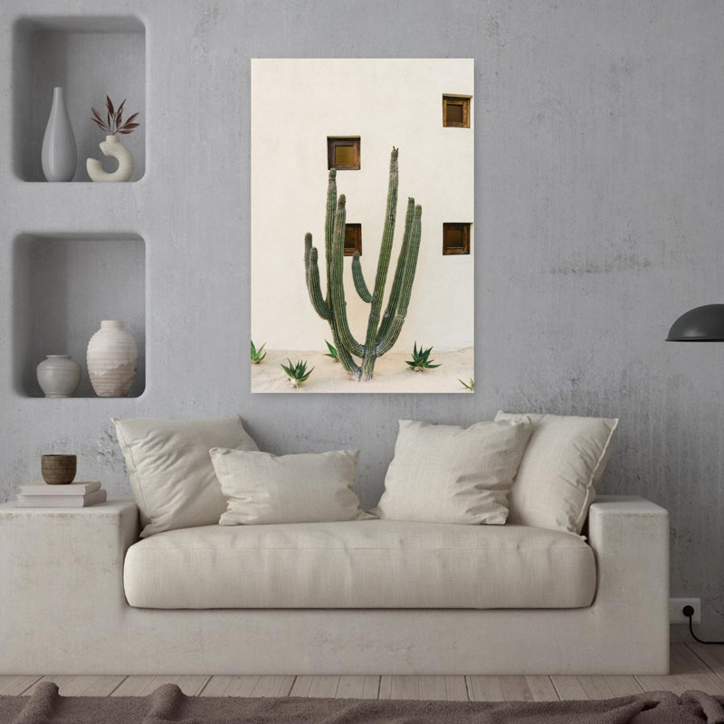 Art contemporain, paysage abstrait de cactus, H 36 po x l 24 po