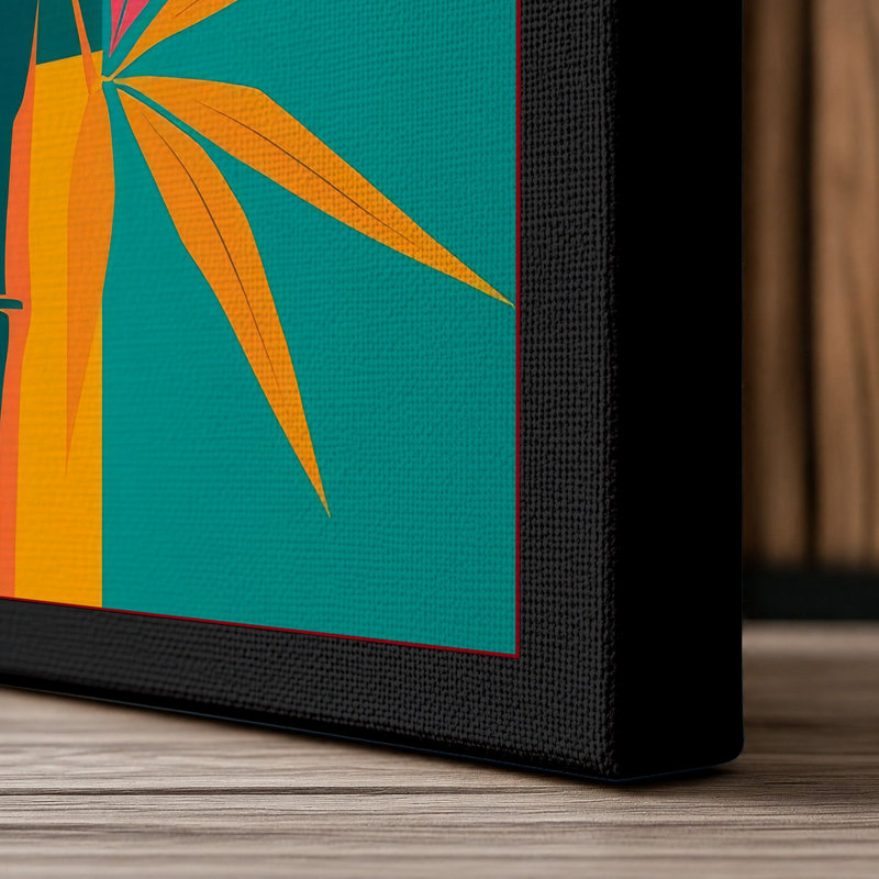 Geometric Bamboo Study Mid-Century - Wrapped Canvas, 24x16 - 61.0 x 40.6 cm, Black Border