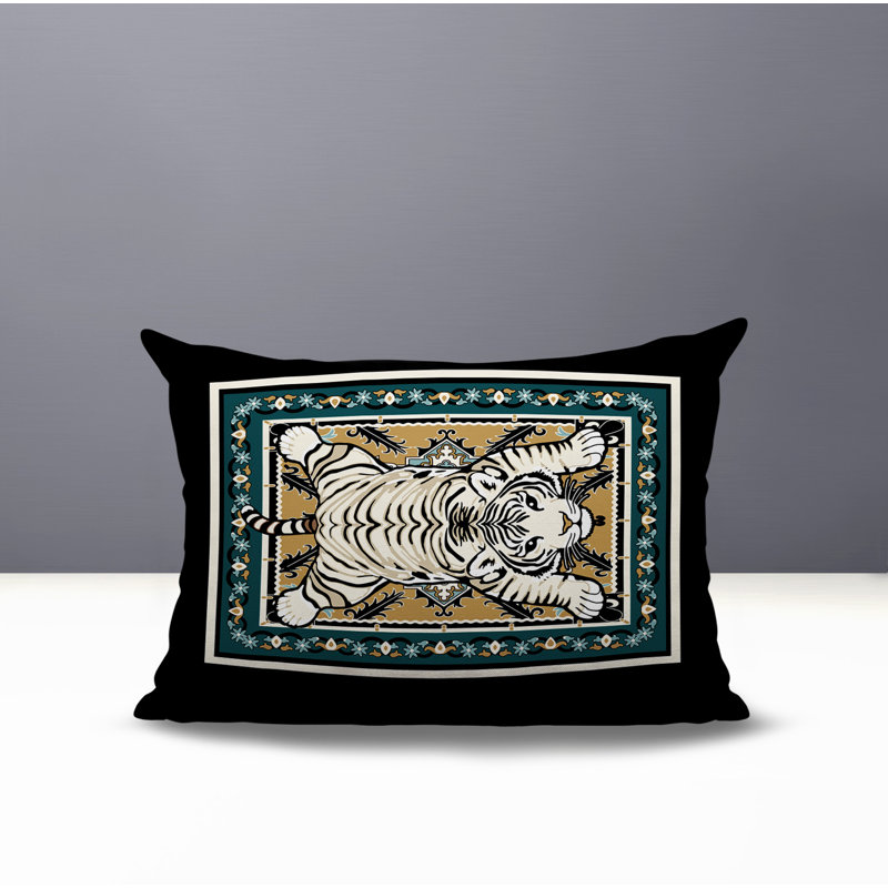 Oreiller rectangulaire réversible intérieur / extérieur Gibo Tiger, Émeraude