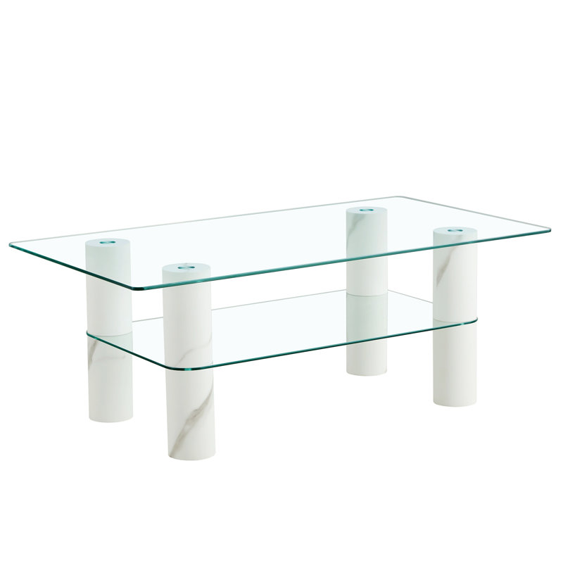 Makaiah Glass Single Coffee Table, White