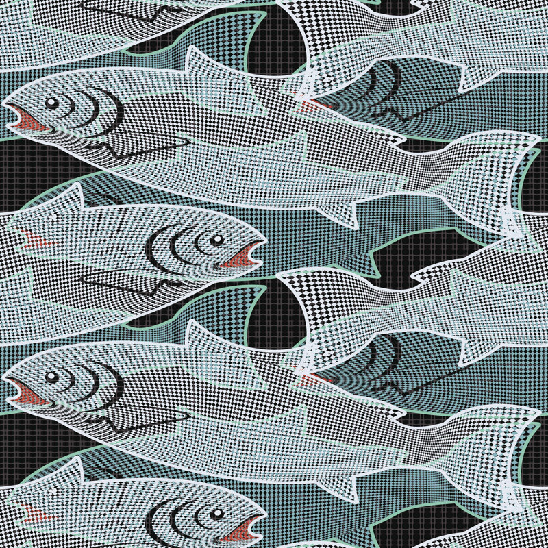 Poisson - impression sur toile tendue, L 12 po x H 12 po