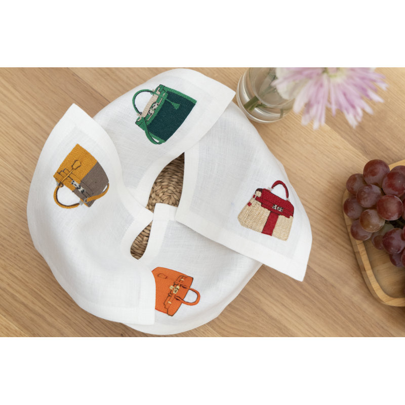 Embroidered Table Linen Cocktail Napkin 6x6 Inch