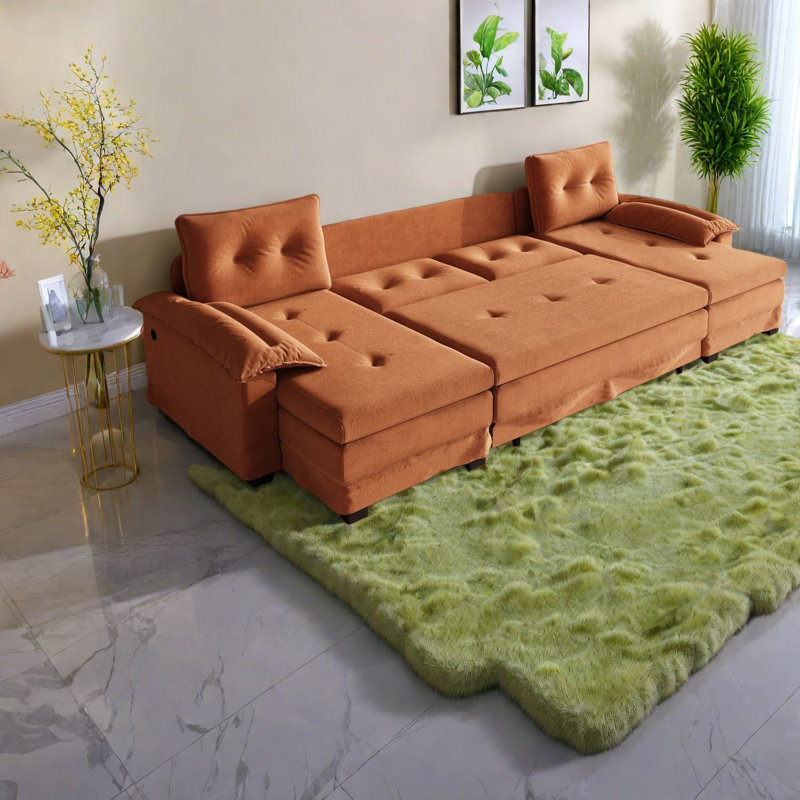 Canapé-lit modulaire multifonctionnel en U en chenille