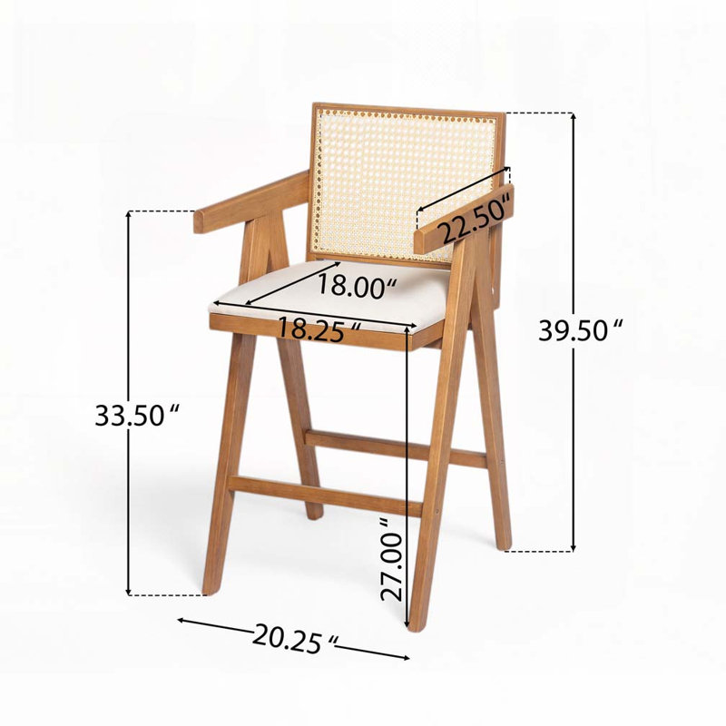 Tabouret de bar en plastique tissé, Crème, naturel