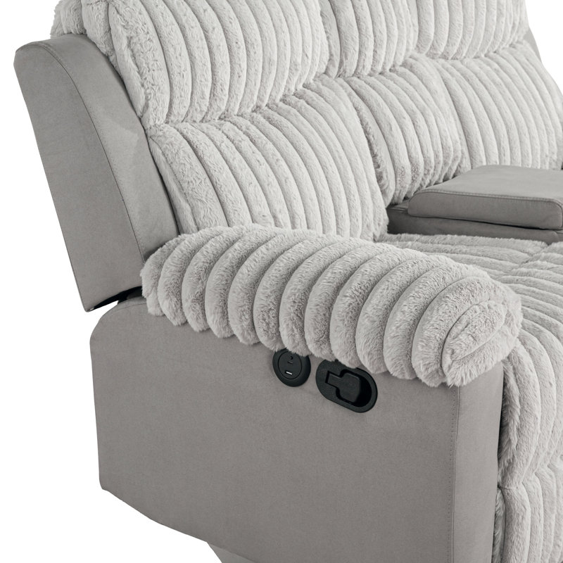 Ensemble de canapé inclinable manuel 2 pièces Shirlene, Gris