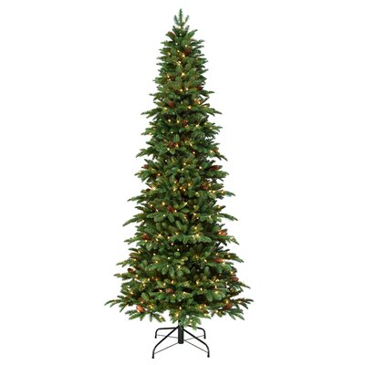 Slim Montville 7.5' Green Spruce Artificial Christmas Tree with 450 Clear/White Lights -  The Holiday AisleÂ®, FF7EE433DA16484296A39A9593C24774