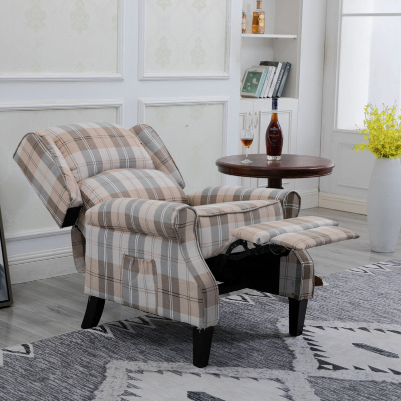 Fauteuil / fauteuil inclinable et rembourré de style rétro avec passe-partout pour le salon, Beige
