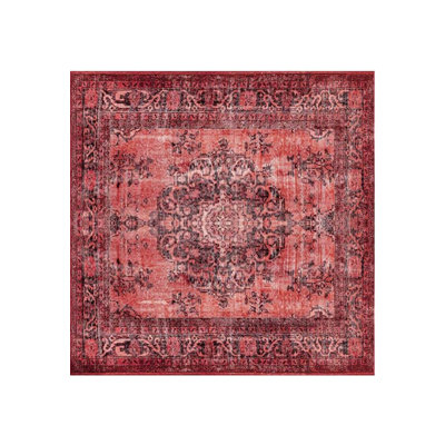 Vintage Patterned Woven Base Decorative Red Carpet
