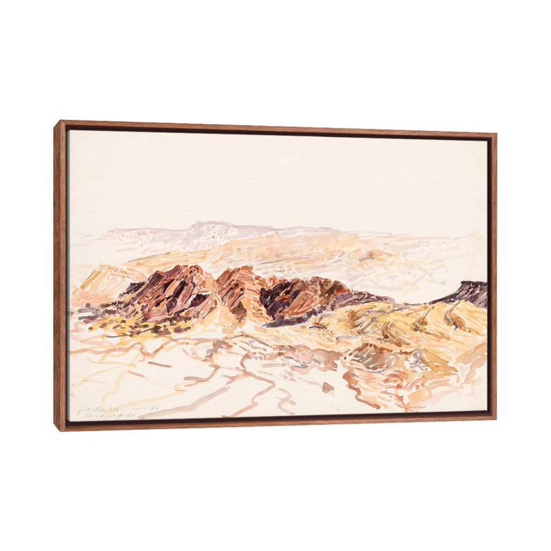 Makhtesh Ramon by Itzu Rimmer - Print on Canvas, 66.04 cm H x 45.72 cm W, Classic Brown Wood Framed